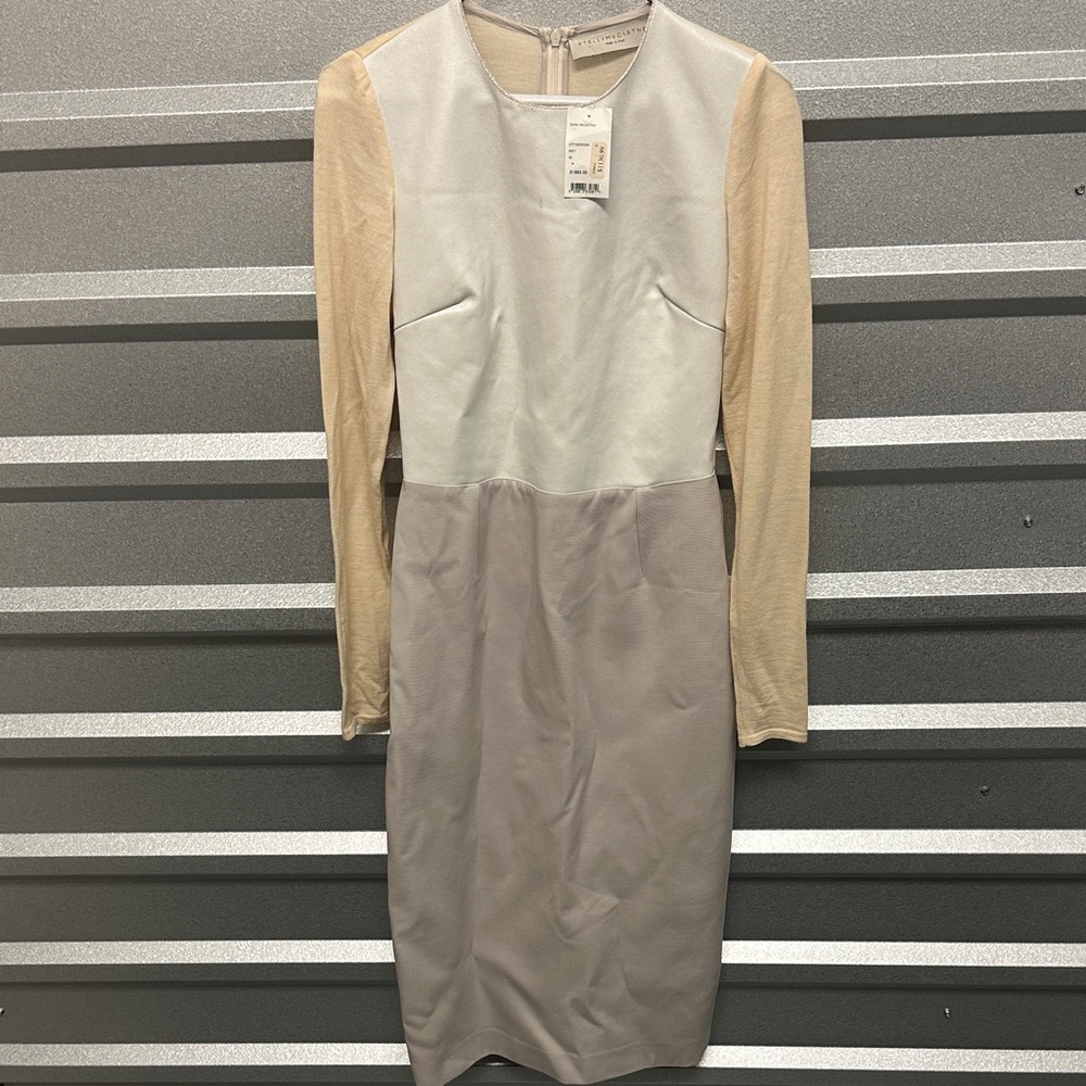 NWT: VTG Stella McCartney Lana Wool Long Sleeve MIDI Dress SZ 40 Classy Luxury - Picture 2 of 14